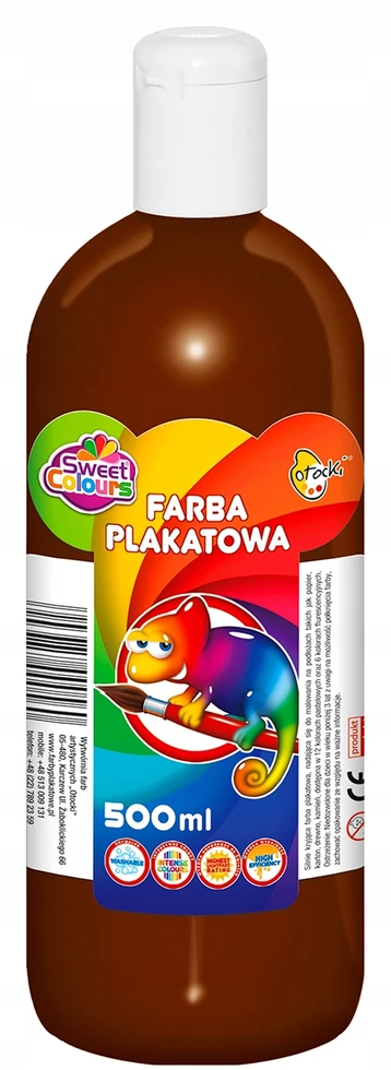 Sweet Colours Farby plakatowe w butelce 500 ml komplektas szkolny priešmokyklinė 10 kol Otocki