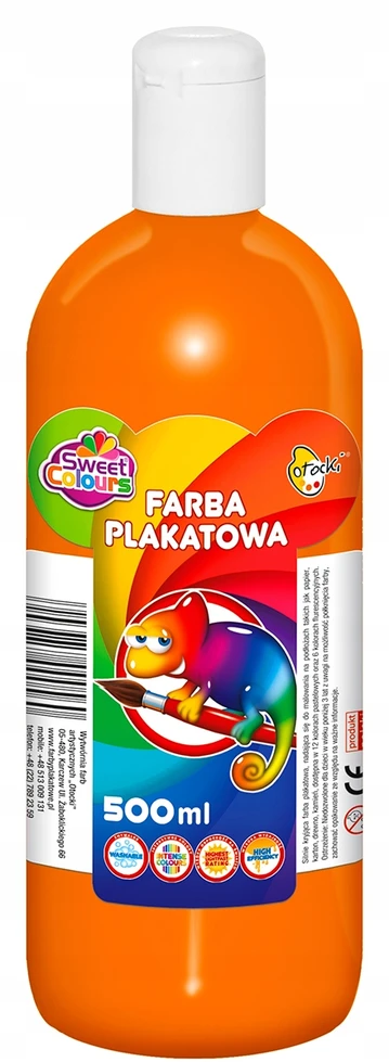 Sweet Colours Farby plakatowe w butelce 500 ml komplektas szkolny priešmokyklinė 10 kol Otocki
