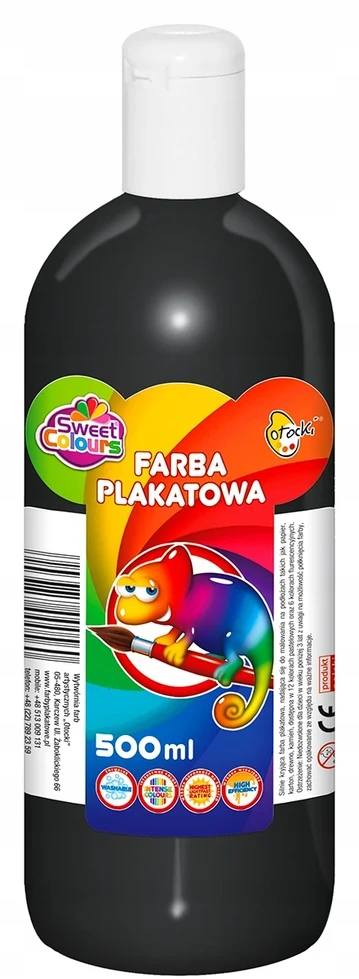 Sweet Colours Farby plakatowe w butelce 500 ml komplektas szkolny priešmokyklinė 10 kol Otocki