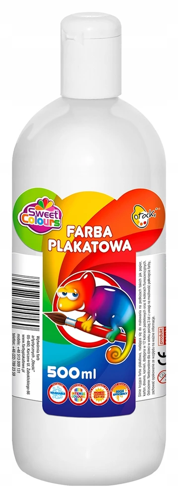 Sweet Colours Farby plakatowe w butelce 500 ml komplektas szkolny priešmokyklinė 10 kol Otocki