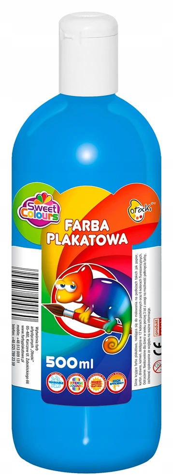 Sweet Colours Farby plakatowe w butelce 500 ml komplektas szkolny priešmokyklinė 10 kol Otocki