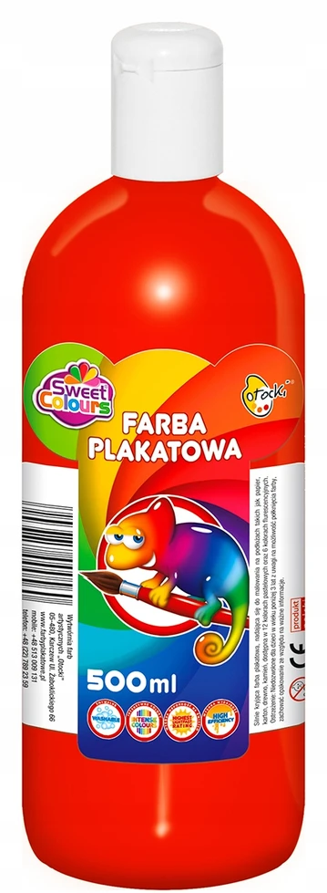 Sweet Colours Farby plakatowe w butelce 500 ml komplektas szkolny priešmokyklinė 10 kol Otocki