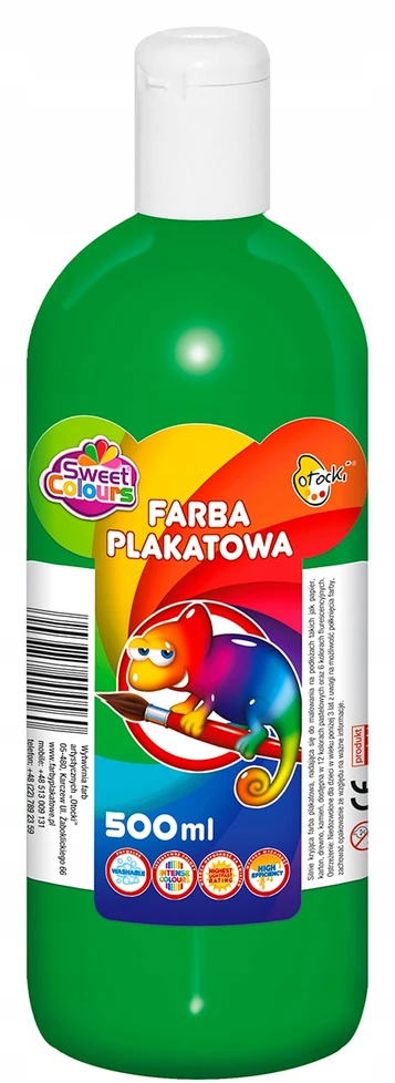 Sweet Colours Farby plakatowe w butelce 500 ml komplektas szkolny priešmokyklinė 10 kol Otocki