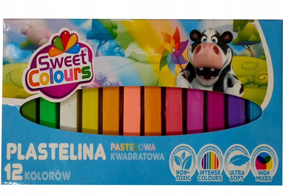 Teka Sweet Colours Koma plastilinas 12 spalvų, kvadratinis pastelinis