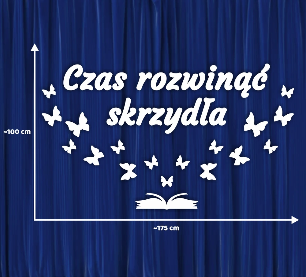SzkolneNaklejki Dekoracja na koniec roku CZAS ROZWINĄĆ SKRZYDŁA - napis + motyle