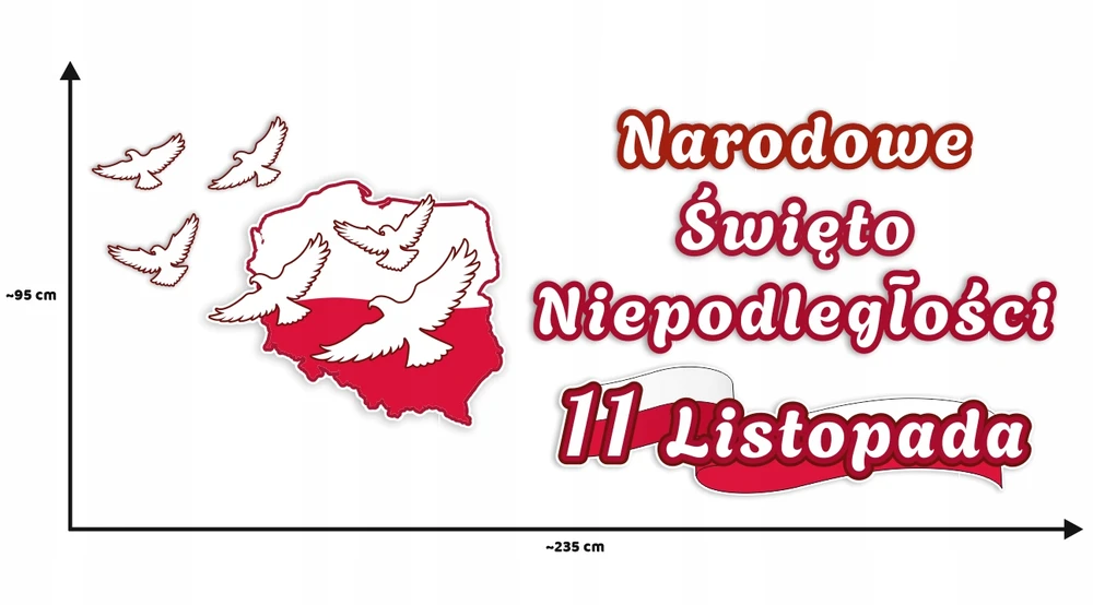 SzkolneNaklejki Dekoracja Patriotyczna 11 Listopada Narodowe Święto Niepodległości - XXL