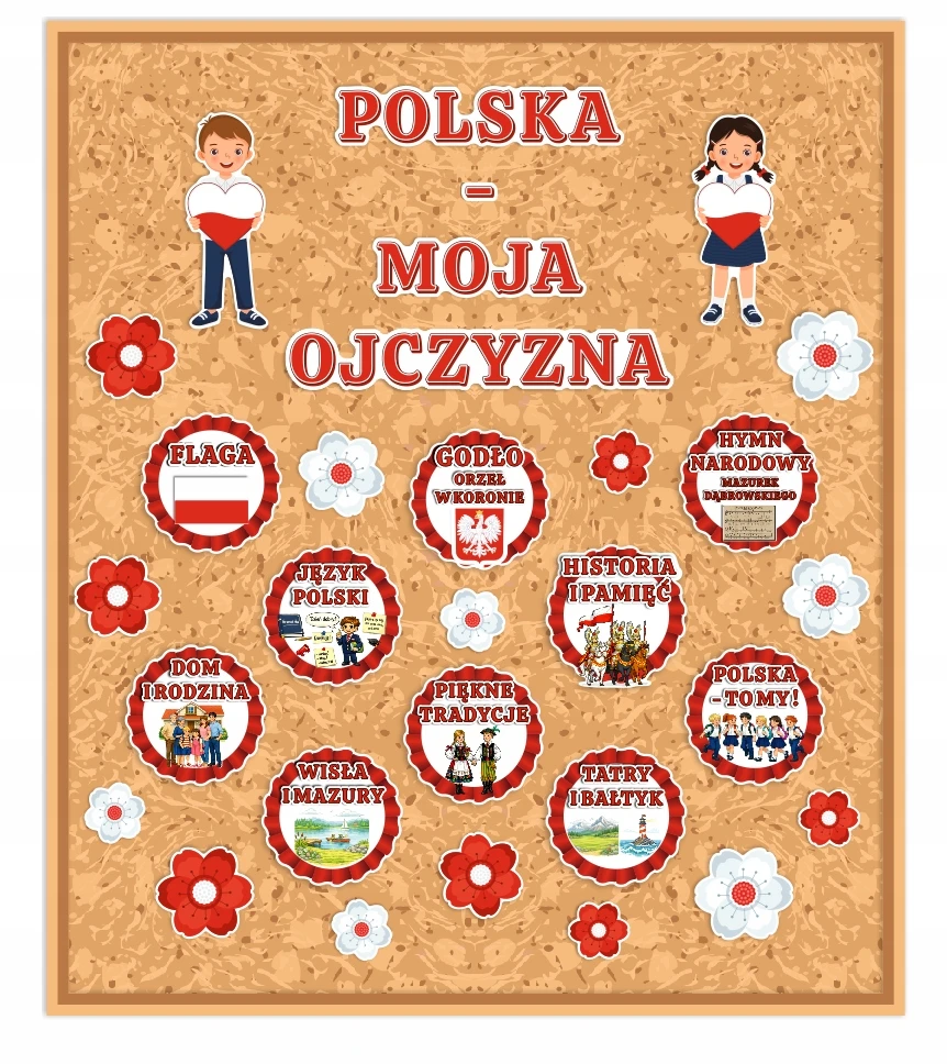 SzkolneNaklejki Patriotinė puošmena LENKIJA - MANO TĖVYNĖ mokyklai, darželis lankstinukas