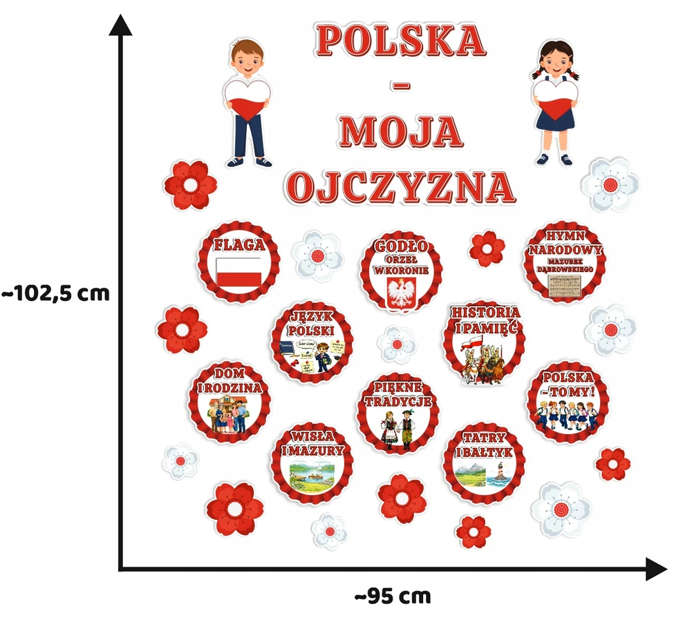SzkolneNaklejki Patriotinė puošmena LENKIJA - MANO TĖVYNĖ mokyklai, darželis lankstinukas
