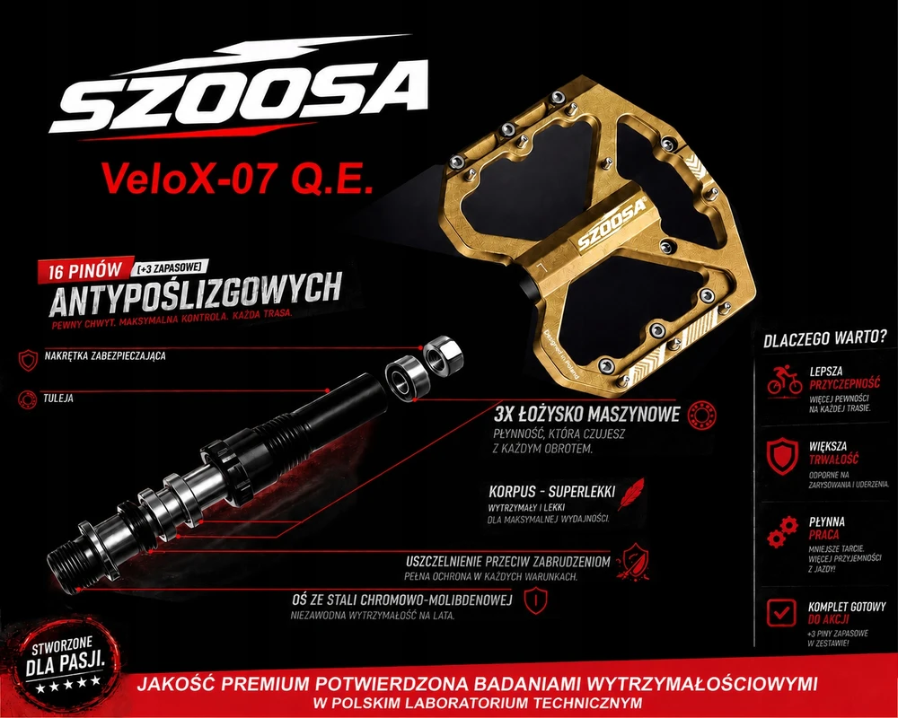 SZOOSA Aliuminio platforma MTB pedalai 3 itin lengvi mašinos guoliai Raudonas