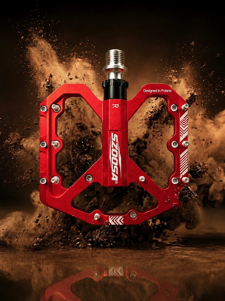 SZOOSA Aliuminio platforma MTB pedalai 3 itin lengvi mašinos guoliai Raudonas