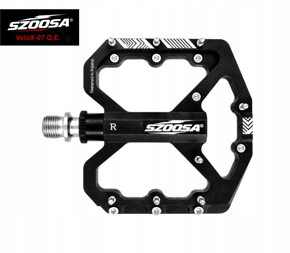 SZOOSA MTB platforminiai pedalai, aliuminis, lengvi, 3 GUOLIAI, žvyro enduro, Juodas