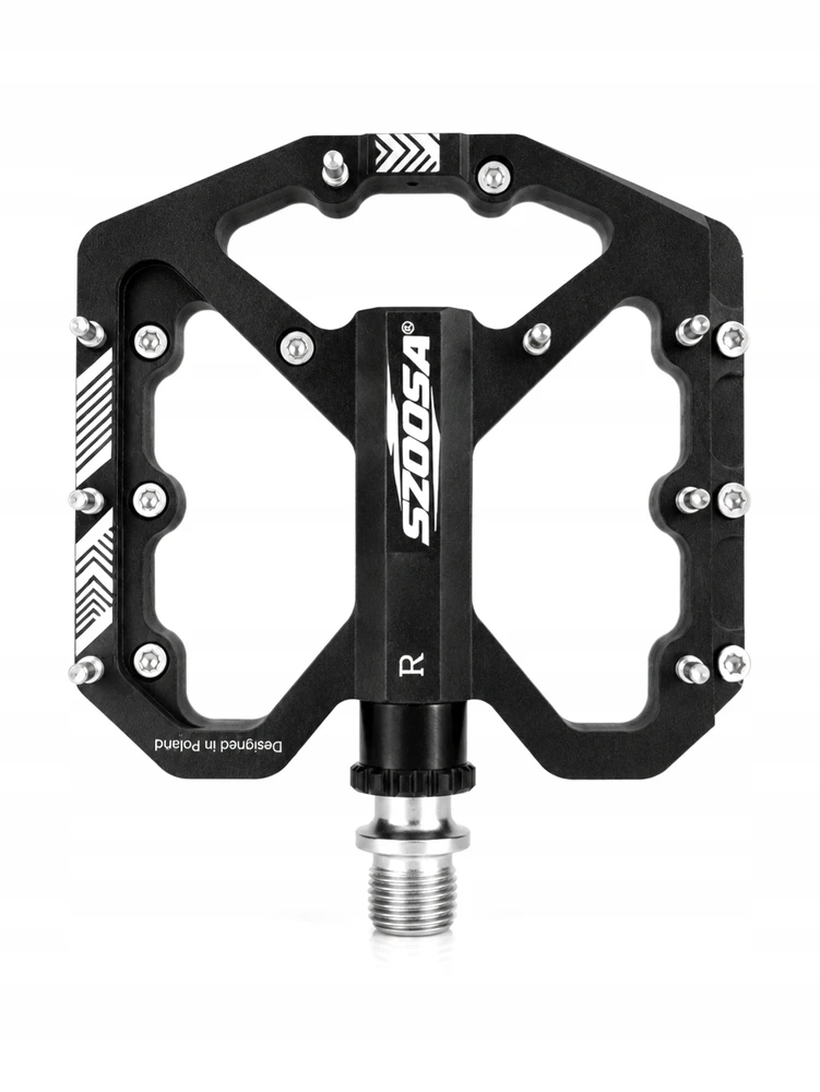SZOOSA MTB platforminiai pedalai, aliuminis, lengvi, 3 GUOLIAI, žvyro enduro, Juodas