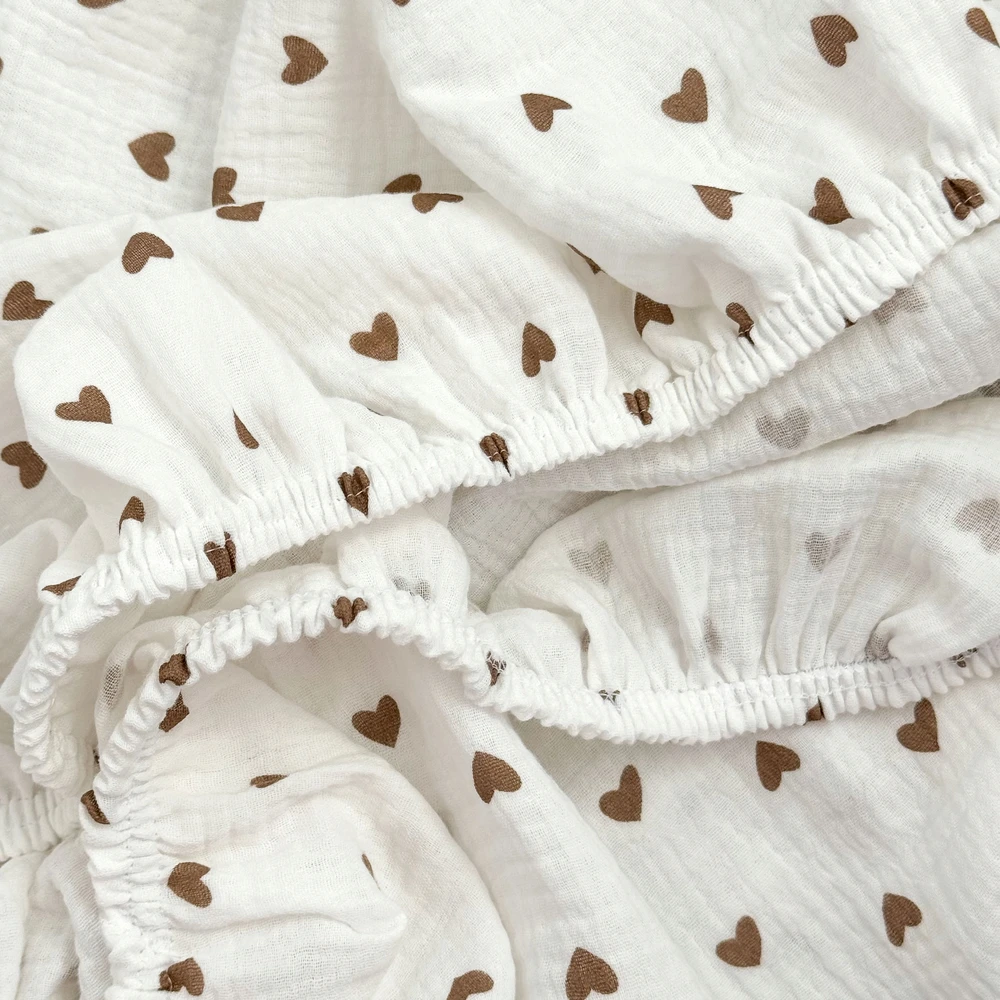 Szwalnia Snow Cybex Balios S lux vežimėlio paklodė 76x32 MUSLIN 100% Boho Hearts