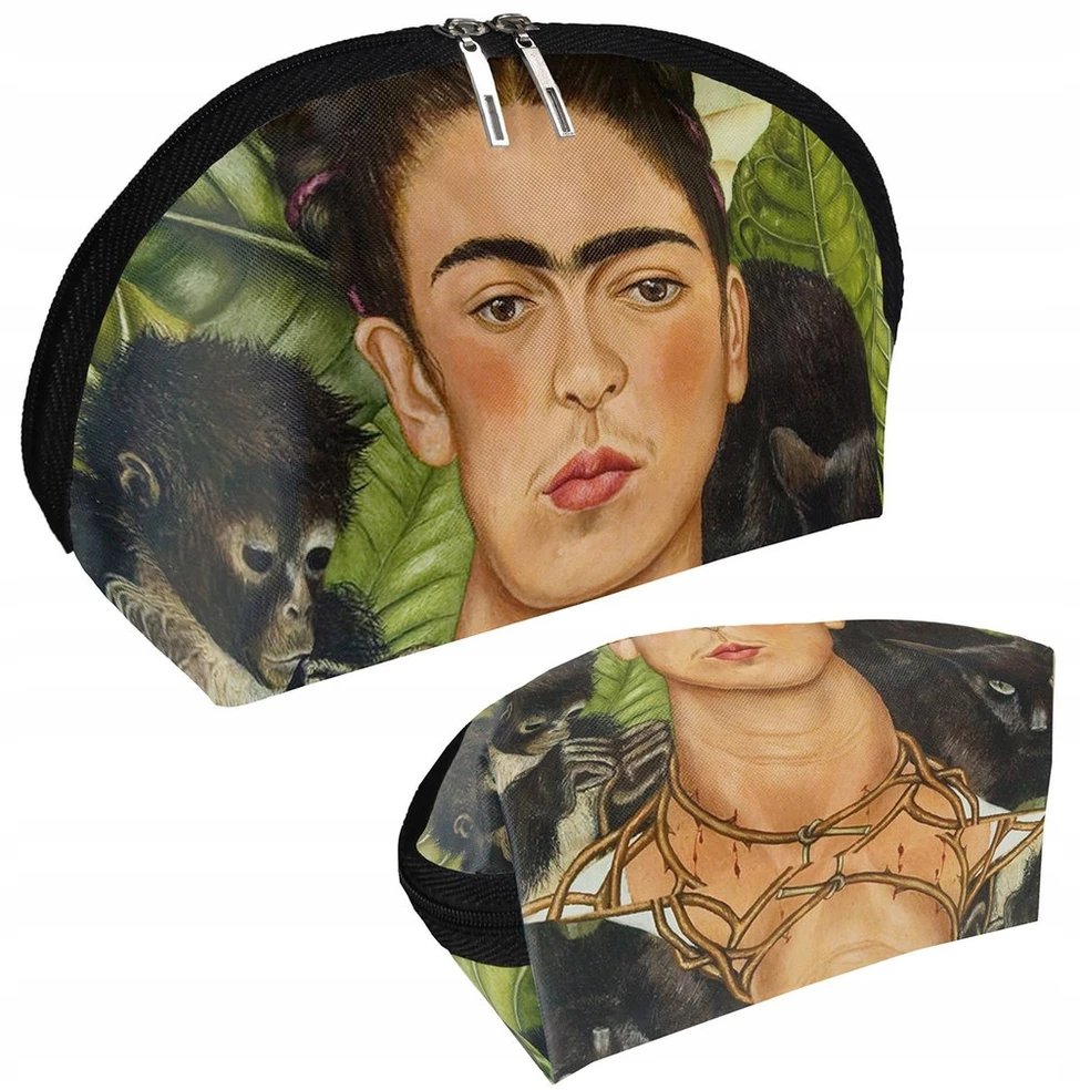 Szyjemy Sztuke Frida Kahlo "autoportret" kosmetinė su karoliais ir kolibriu