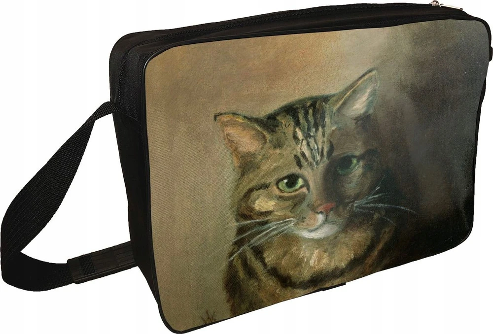Szyjemy Sztuke Louis Wain tabby katės galvos studijų pečių krepšys