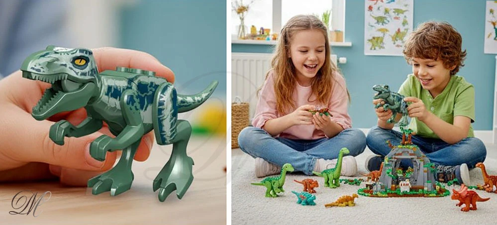 Sluban T-REX Žalias - 12cm DINO - juros periodo park trex žaislas vaikams dinozaurams