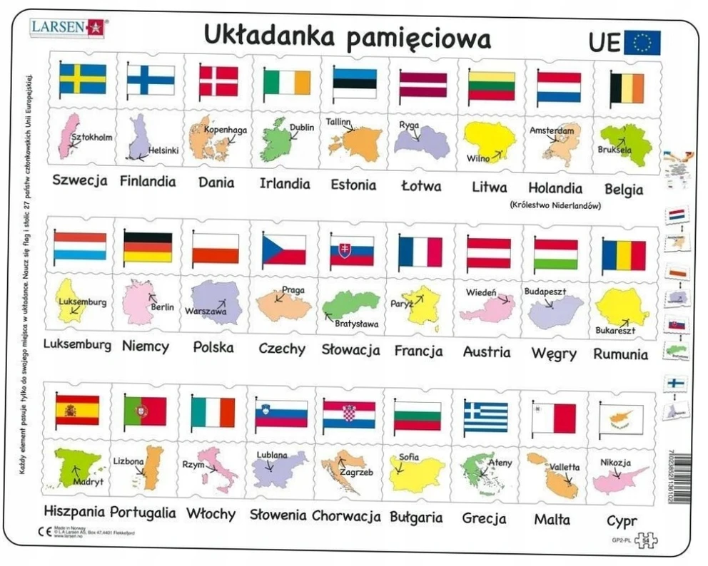 Dėlionė Tactic Układanka Unia Europejska - Flagi, stolice