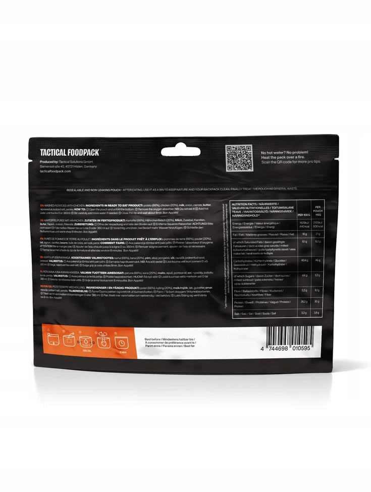 Tactical Foodpack liofilizuotų bulvių tyrė su vištiena 495 g