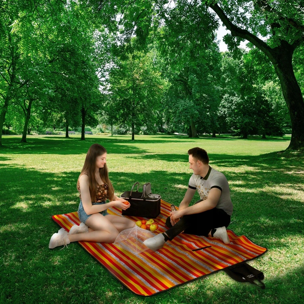 Tadar PIKNIKO FLĖNINĖ ANTLODĖ SU IZOLIACINIU pikniko kilimėliu paplūdimiui 150x200cm + rankena
