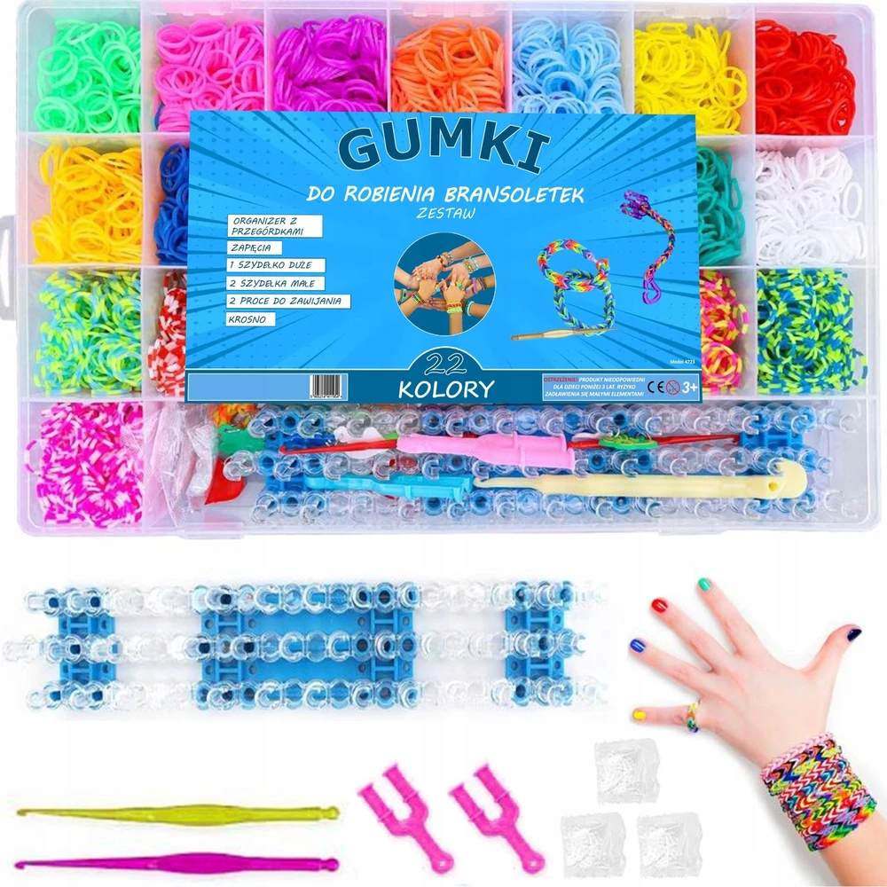 Tadekmark GUMĖS APYRANKĖMS GAMINTI DIDELIS 6800 XXL ELEMENTŲ RINKINYS VAIKAMS