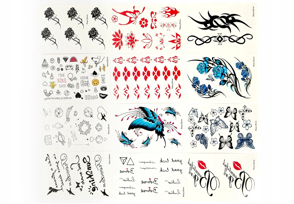 Tadekmark Kūrybinis 150 tatuiruočių šablonų rinkinys, 4 geliniai rašikliai, Tatuiruotės vaikams