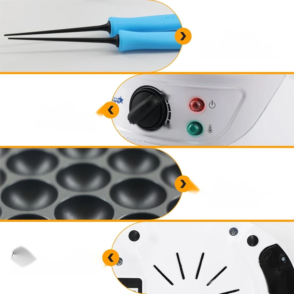 TAKOYAKI PRIETAISAS 18 AKUČIŲ 700W 222X222X76CM ELEKTRINIŲ KAMULIŲ GALIA