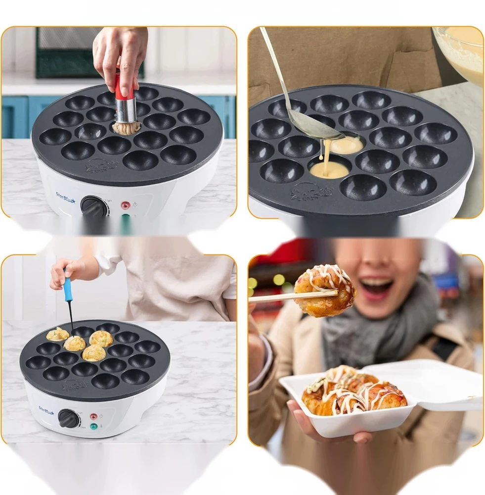 TAKOYAKI PRIETAISAS 18 AKUČIŲ 700W 222X222X76CM ELEKTRINIŲ KAMULIŲ GALIA