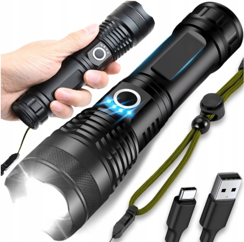 Hurtomax TAKTINIS PROŽEKTORIUS Aliuminis, ZOOM CREE LED 5 REŽIMAI ĮKRAUNAMAS XHP50