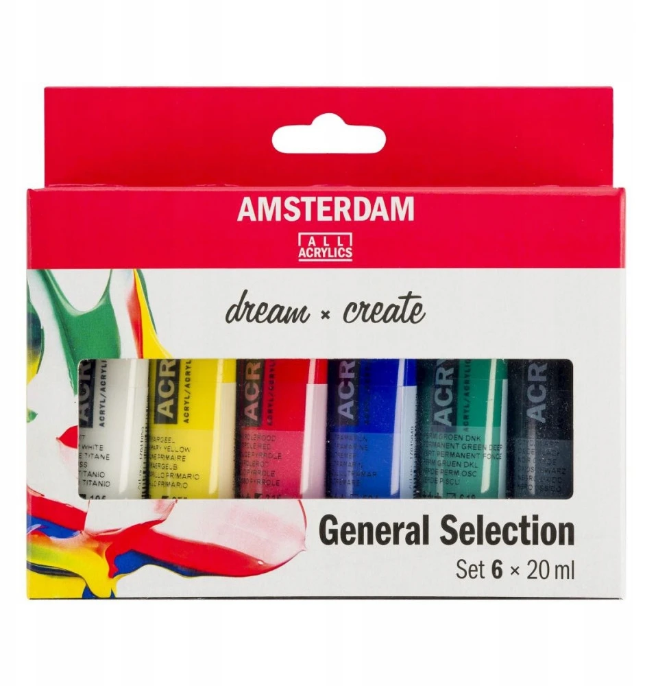 Talens Akrilinė Dailė - AMSTERDAM - Standartinė Rinkinys 6 Vamzdelių 20 ml - Daugiavaro - Mėlyna - Matt Pabaiga