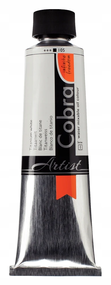 Talens Aliejaus dažai - Cobra - Vandens mišri - Titanio baltas - 40ml tūbelė - Meninė kokybė