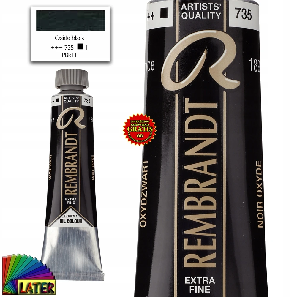 Talens Aliejinė dažai - Oksidinės juodos - 735 - Itin smulkūs - Rembrandt - 40ml tūbelė