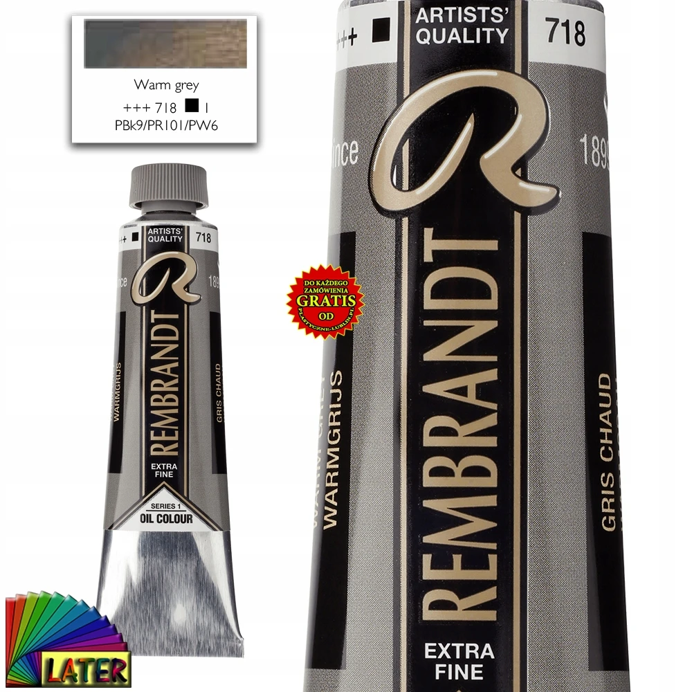Talens Aliejinė internetu - Šiltas pilkas - 718 - Ekstra smulkus - Rembrandt - 40ml tūbelė