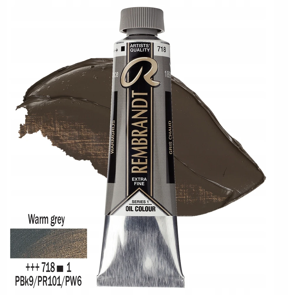 Talens Aliejinė internetu - Šiltas pilkas - 718 - Ekstra smulkus - Rembrandt - 40ml tūbelė