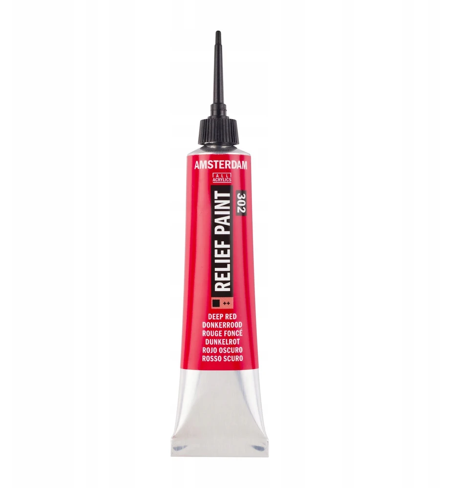Talens Amsterdam Relief 302 Deep Raudona kontūriniai dažai stiklui 20 ml