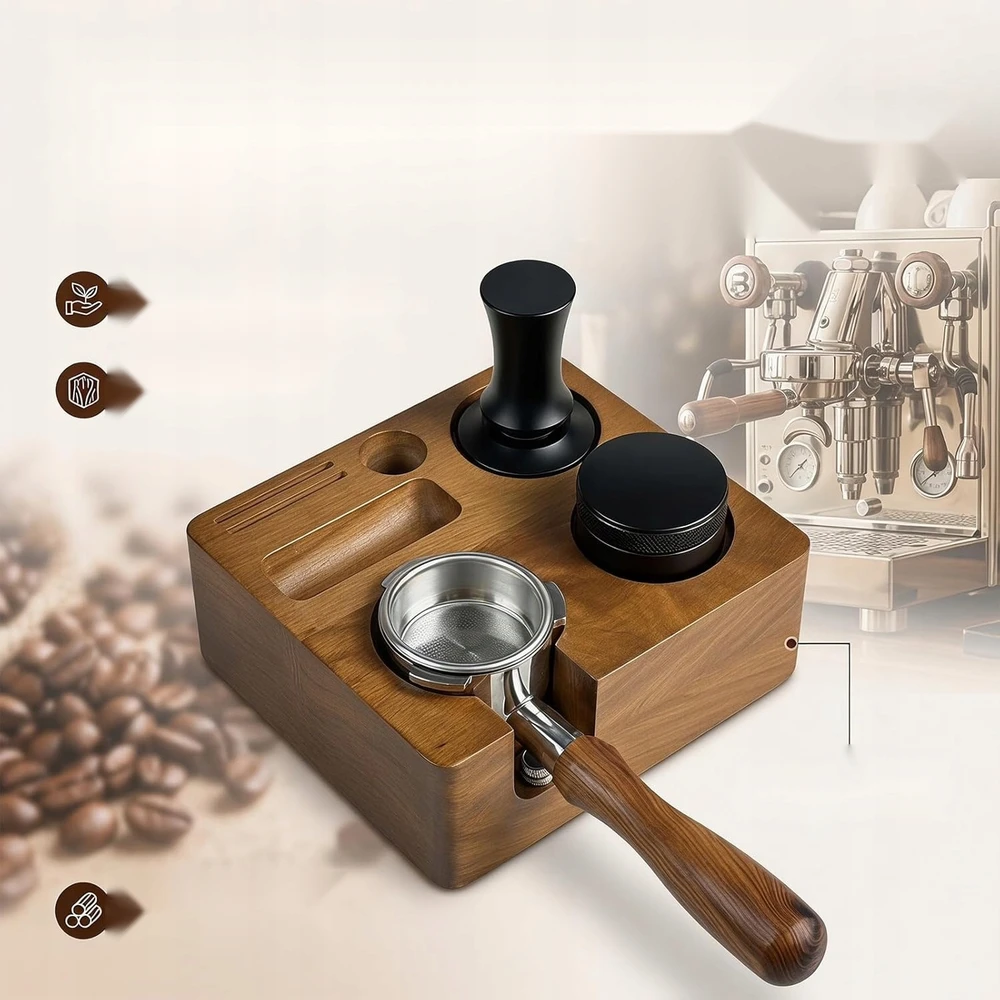 TAMPING ESPRESSO 51/54MM ORGANIZATORIAUS PRIEDAI GRAIKIŲ RIEŠUTŲ MEDIENA
