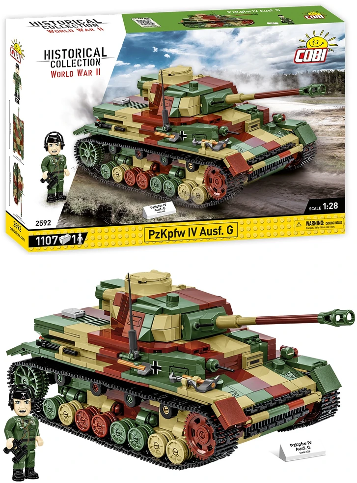 Cobi Konstruktoriaus kaladėlės WWII PZKPFW IV AUSF.G, 1107 kaladėlių