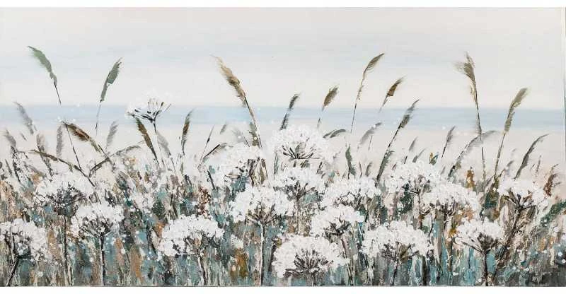 Home4You Tapyba aliejiniais dažais 70x140cm, baltos gėlės