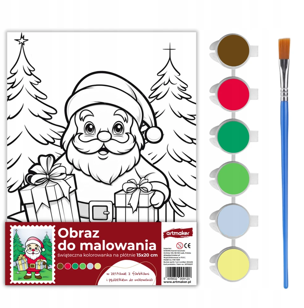 Tapyba Kalėdų spalvinimo knyga ant drobės 15x20 cm Kalėdų Senelis su dovanomis artmaker
