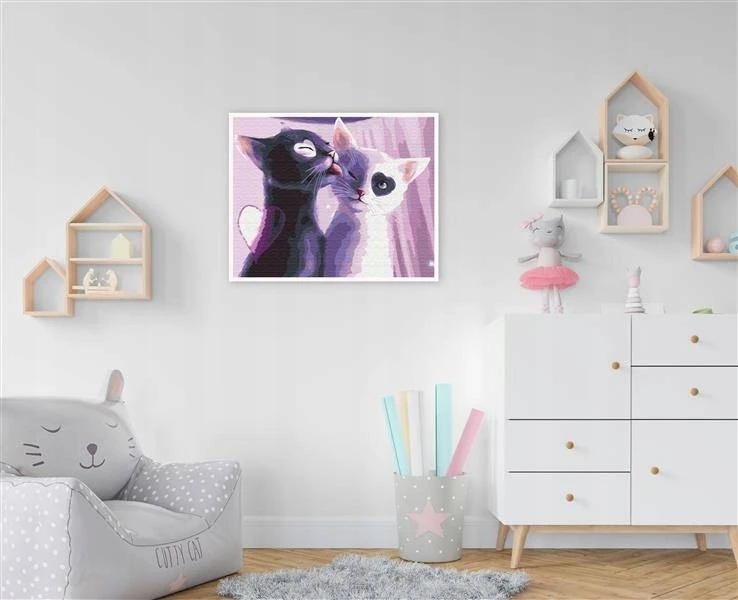 Symag Paint it! Tapyba pagal skaičius. Katės su širdelėmis 40 x 50 x 1,5 cm
