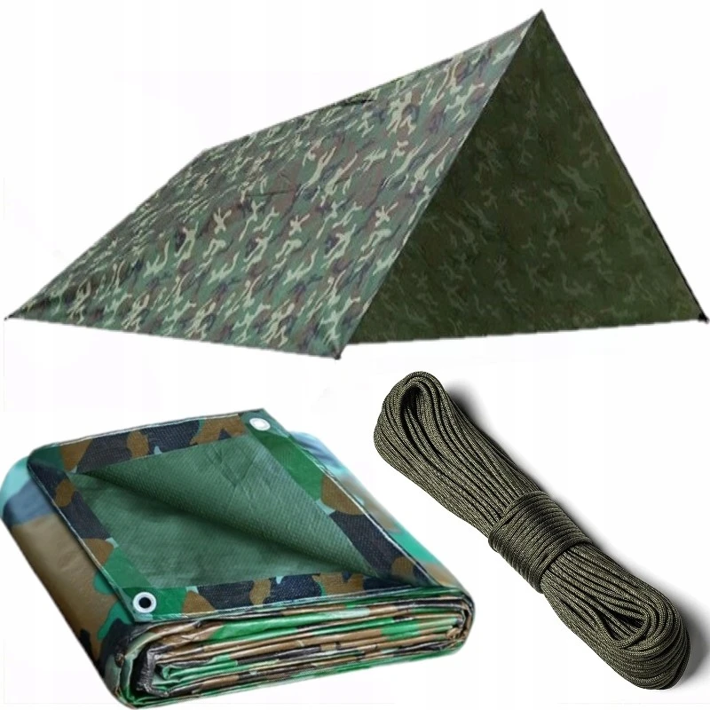 TARP TENT SHAP RINKINYS ROPE PARACORD 30M CAMO SURVIVAL BUSHCRAFT 2x3M