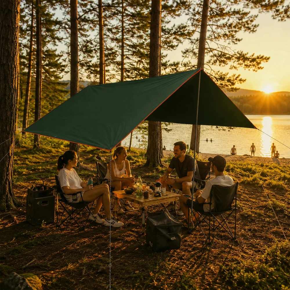TARP vandeniui atsparūs terminiai kempingo lakštai 3 x 3 m SAULĖS BURĖ