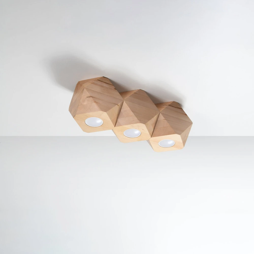 Sollux Lighting Lubinis šviestuvas WOODY 3 iš natūralaus medžio