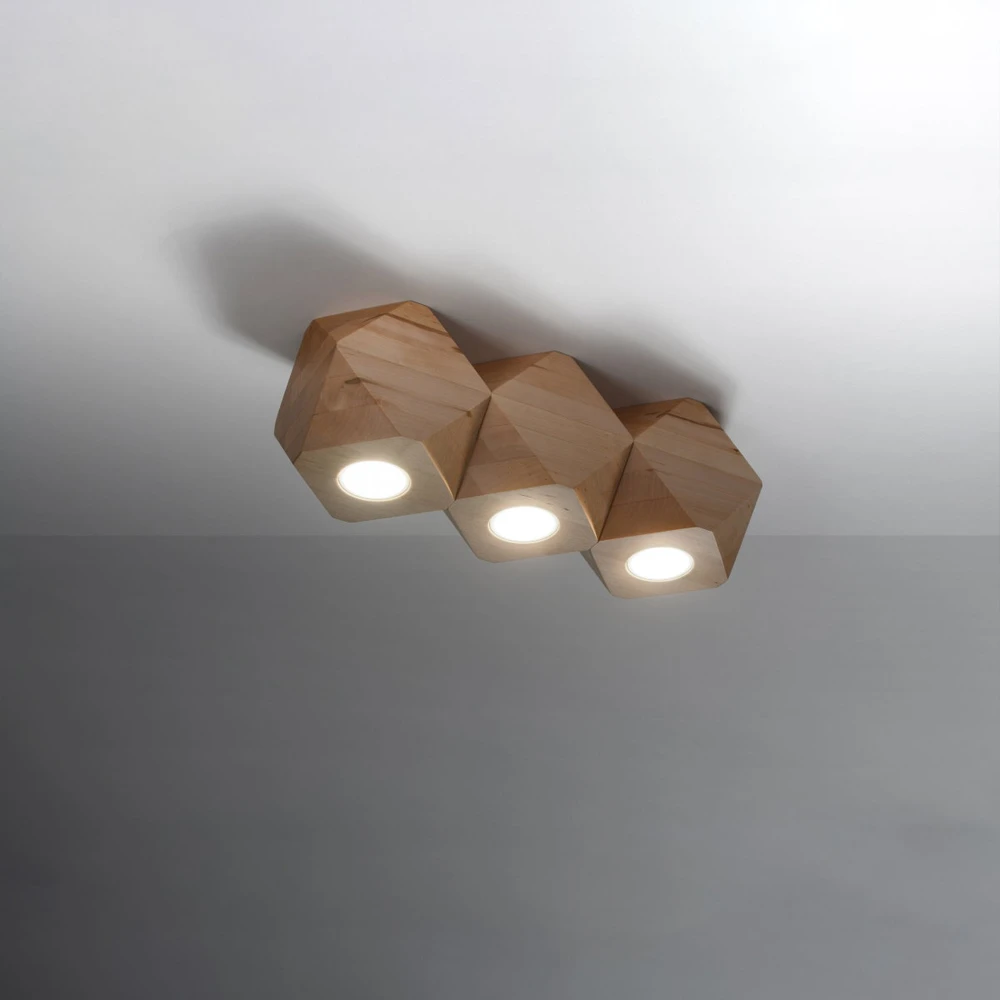 Sollux Lighting Lubinis šviestuvas WOODY 3 iš natūralaus medžio