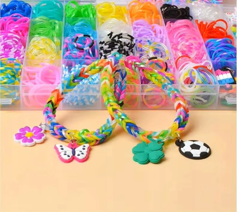 Tatwelt GUMĖS PAPUOŠALŲ APYRANKĖMS GAMYBOS KROSNO BEADS DIDELIS RINKINYS XL