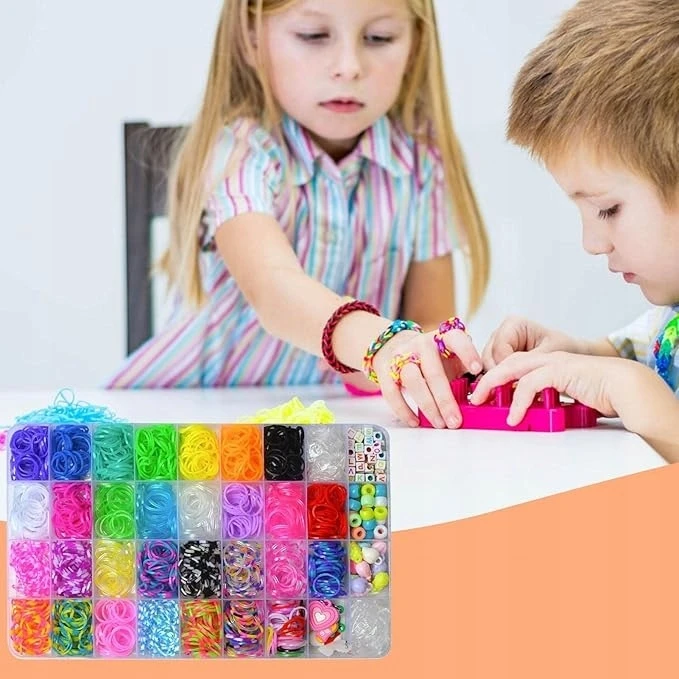 Tatwelt GUMĖS PAPUOŠALŲ APYRANKĖMS GAMYBOS KROSNO BEADS DIDELIS RINKINYS XL