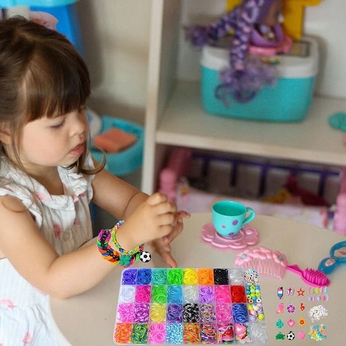 Tatwelt GUMĖS PAPUOŠALŲ APYRANKĖMS GAMYBOS KROSNO BEADS DIDELIS RINKINYS XL