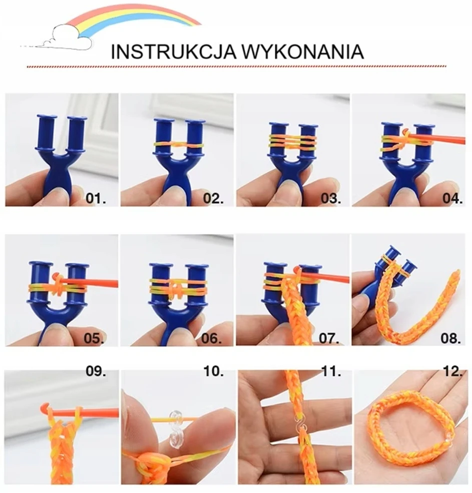 Tatwelt GUMĖS PAPUOŠALŲ APYRANKĖMS GAMYBOS KROSNO BEADS DIDELIS RINKINYS XL