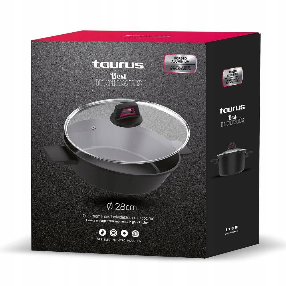 Taurus ŽEMAS PUODAS SU DANČIU TAURIS 28cm 3L VISOS VIRTELĖS NELIPA