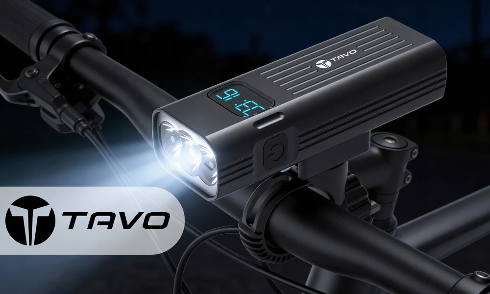 TAVO Mocna Lampka Rowerowa 2000 lm 6000mAh Przednia LED Žibintuvėlis Akumulatorowa