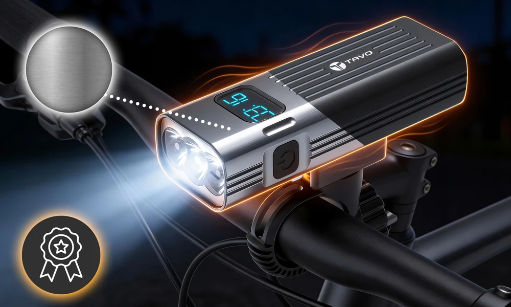 TAVO Mocna Lampka Rowerowa 2000 lm 6000mAh Przednia LED Žibintuvėlis Akumulatorowa